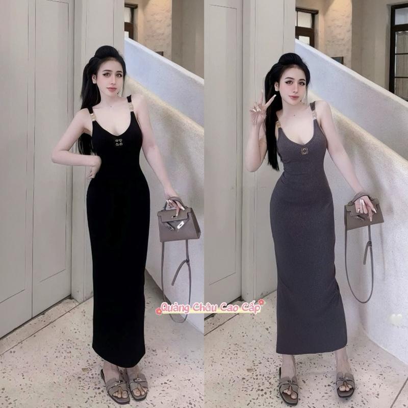 (Tặg nc hoa) Váy thun tăm Hàn body có bigsize, sẻ tà khoá kéo, khuy đai kim loại kèm tag cài, hàng QCCC L1