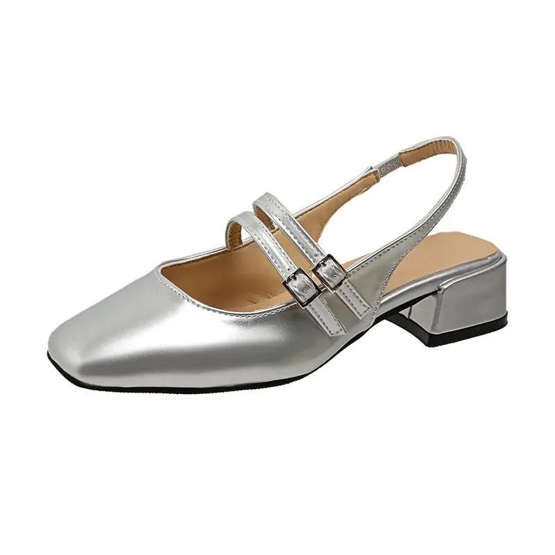 Sepatu Wanita DOOBY Mary Jane Gesper Dua 3 cm Sintetis Tinggi Elegan Glossy Mudah Dibersihkan shoes coquette Heels Selempang New 7