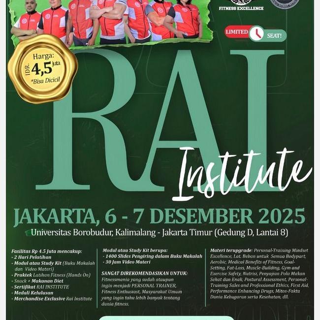 Gambar Sertifikasi Personal Trainer Fitness Rai Institute dari BINARAGANET Kota Administrasi Jakarta Barat Tokopedia