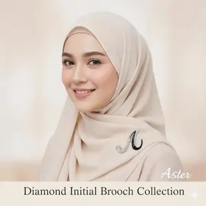 Bross Dada Initial A-Z Design Elegan dan Mewah PIN BAJU INISIAL HURUF LP-W-06 Elegan Clips Jarum Tajam Motif Mewah untuk Hijab Jarum Jarum Jarum