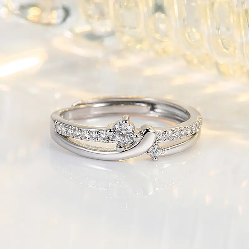 Bianca Cincin Wanita Titanium Silver Adjustbale Hadiah Pasangan Wanita Laki Laki Rings Couple