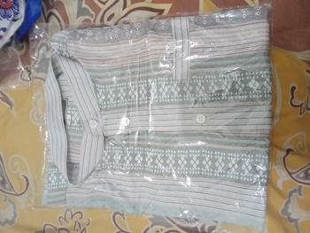 Product Review of HM - Kemeja koko pria Dewasa lengan panjang Motif salur Batik, Atasan baju lebaran Keren Muslim terbaru 2025.Katun Formal Casual Santai from u**8 0