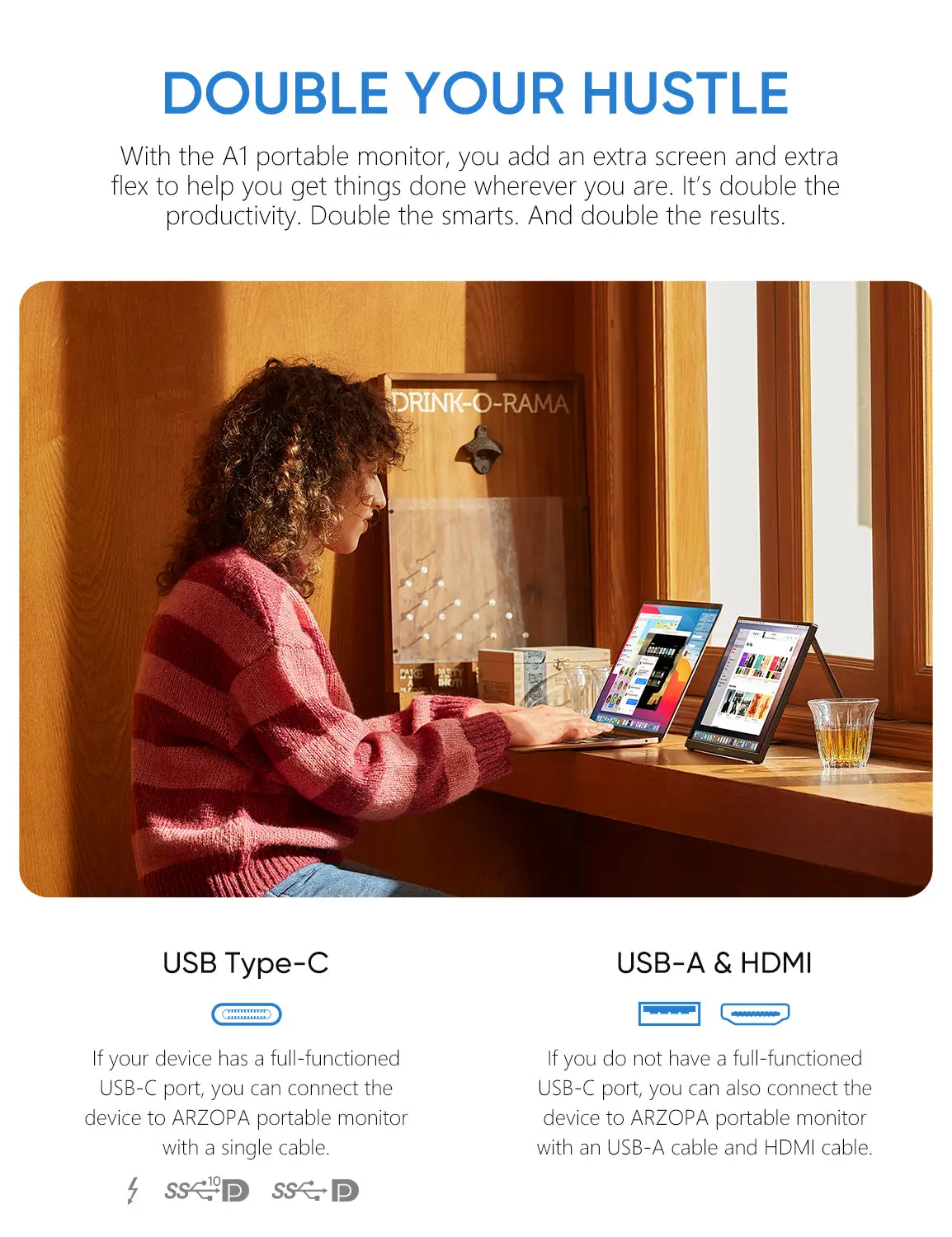 ARZOPA Màn hình di động,1920 * 1080P, Loại IPS, Tương thích với iPad, PC, Mac, Điện thoại, Xbox, Switch, PS4, USB-C và HDMI | BigBuy360 - bigbuy360.vn ARZOPA Màn hình di động,1920 * 1080P, Loại IPS, Tương thích với iPad, PC, Mac, Điện thoại, Xbox, Switch, PS4, USB-C và HDMI | BigBuy360 - bigbuy360.vn