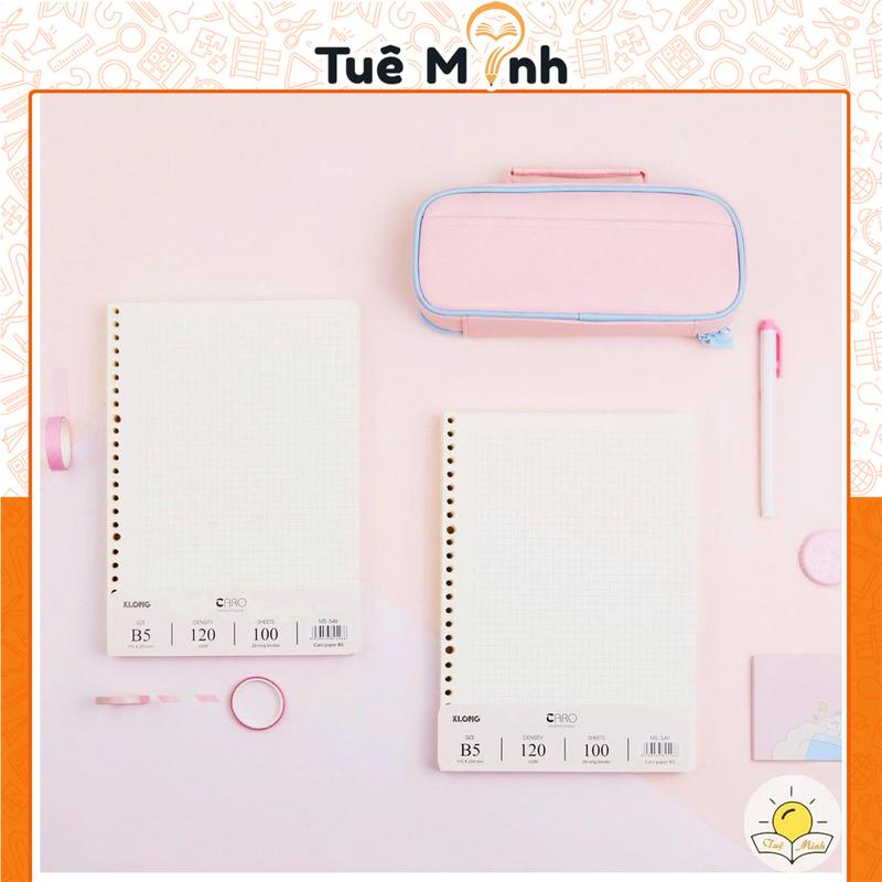  Ruột sổ còng giấy Caro B5 100 tờ ô vuông 5 7mm Klong giấy refill dày 120gsm MS 546  MS 552 
