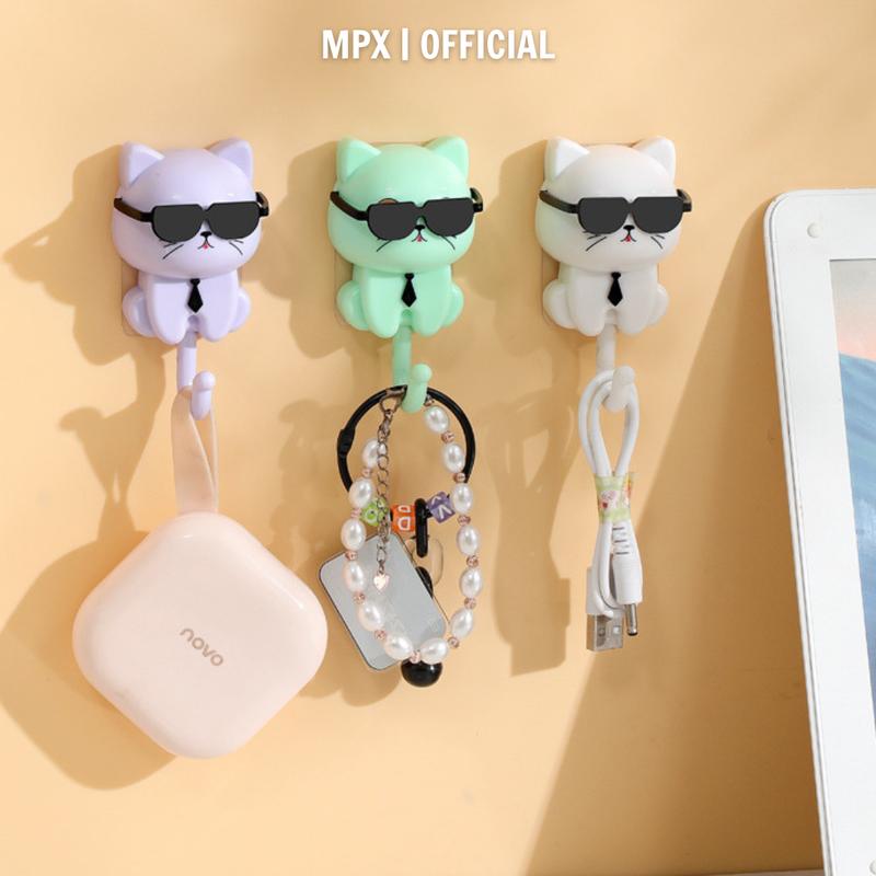  Móc treo decor hình Mèo cute có sẵn miếng dán tường - Treo túi thơm trang trí tủ quần áo bàn làm việc nhà tắm  - MPX 