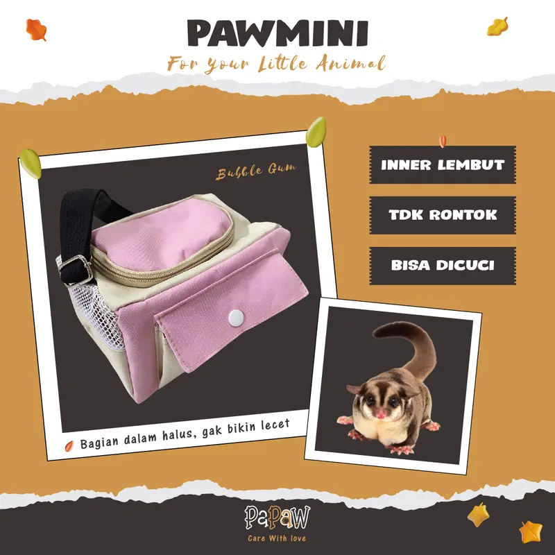 Tas Sugar Glider Lucu Travel Pouch Model Kubus Untuk Tupai Terbang Hamster Paw Mini 2