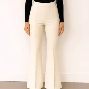 Cutbray Celana Scuba Garis Tengah Jahit Highwaist Pinggang Elastis Bahan Premium Kaki Formal Wanita Muslim