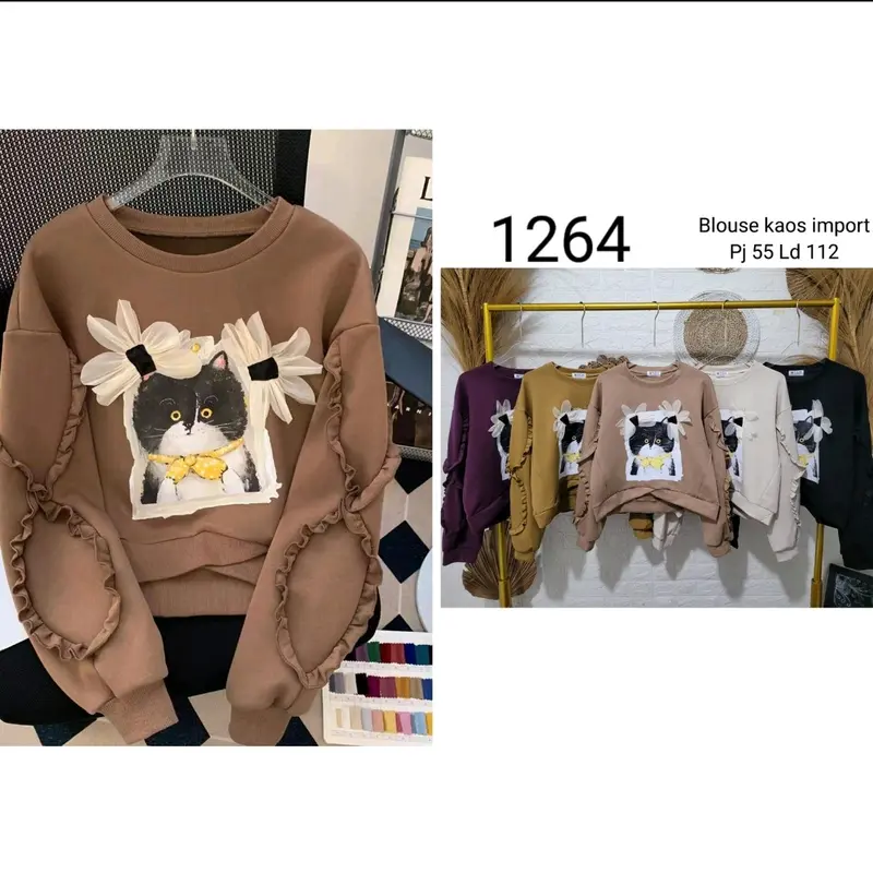 Fania Atasan Wanita Kaos Sweet Salju Variasi Kancing Super Lembut 1