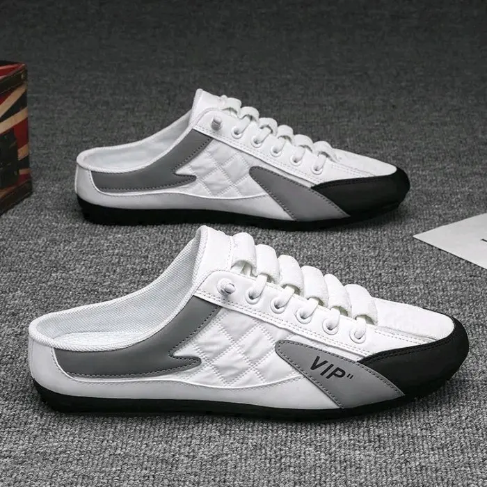 NEW ARRIVAL Sepatu sneakers pria model bapau slop slip on kasual kerja harian pesta ngantor formal kekinian hits viral Shoes Snekers Flat Hitam Merah