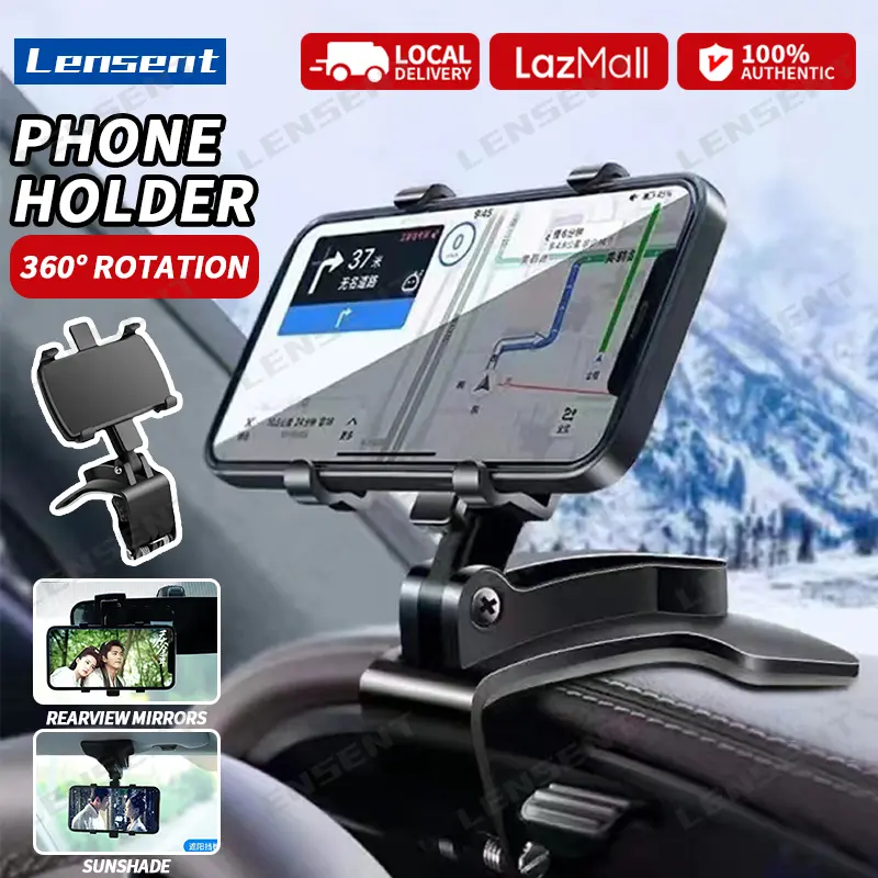Lensent NEW Car Phone Holder 360º Rotation Dashboard Rearview Phone Stand HUD Universal Cell Phone Car Clip Mount Stand 360 Degree Car Navigation Bracket truck