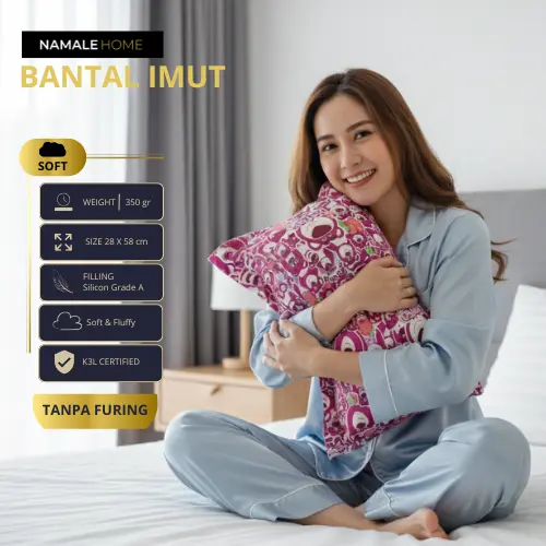 NAMALE - BANTAL IMUT Uk. 28 x 58 cm Bahan Soft Microtex TANPA FURING