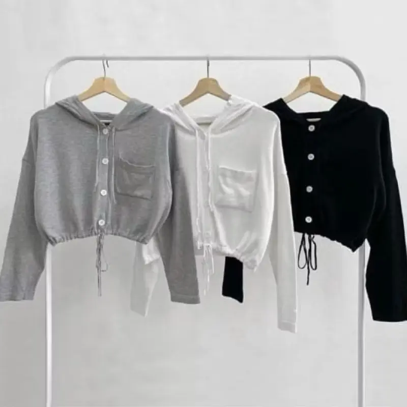 Sweater Hoodie Crop Mona / Sweater Atasan Simple Crop Wanita Polos