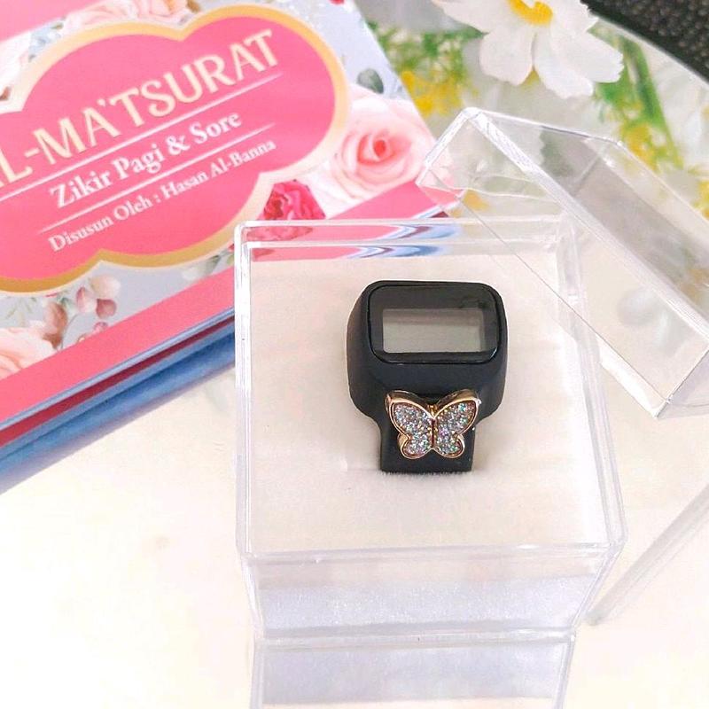Suhannas - (FREE BUKU DZIKIR) Cincin Tasbih Digital  Muslim Motif Butterfly. 1