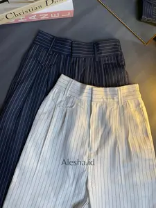 Oro Pants Stripe Celana Panjang Korean Style Celana Panjang  Wanita Highwaist Casual Formal Celana Anti Kusut
