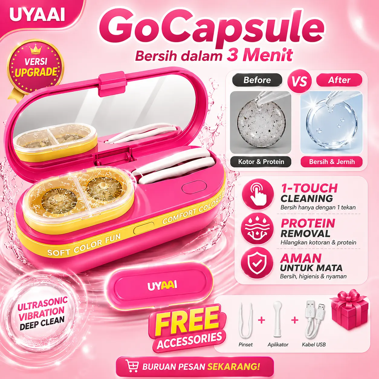 UYAAI Mesin Cuci Elektrik Softlens Rekomendasi Dicuci Dengan Pembersih Lensa elektrik