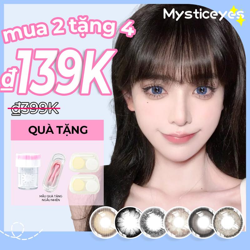   Mua 2 Tặng 4 0 độ MYSTIC EYES Kính áp tròng 2 cặp lens 14.0mm-14.5mm + 2 khay đựng lens + 1 dụng cụ rửa lens + 1 set dụng cụ đeo lens lens  cứng 