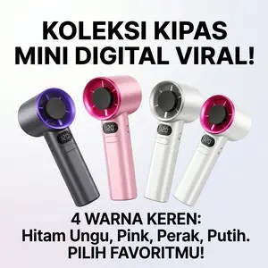 Mini Fan Kipas Angin Kecil Elektrik Portabel dengan Baterai Rechargeable Hembusan Angin Kuat dan Desain Modern untuk Rumah Kantor Sekolah dan Traveling
