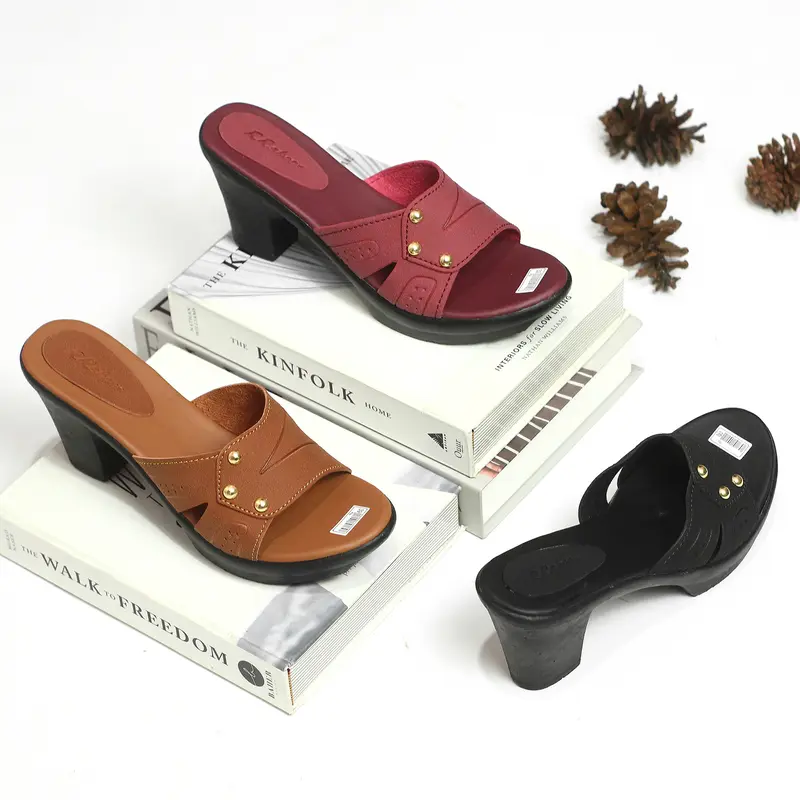 Sandal wanita wedges sendal cewek selop slop tinggi kondangan kekinian terbaru murah ibu terlaris HPK03 4