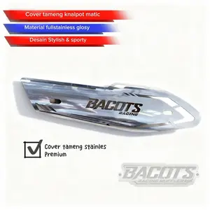 BACOTS Racing Cover Tameng Knalpot Matic Stainless Premium Original BR Project Material Full Stainless Glossy Desain Stylish & Sporty