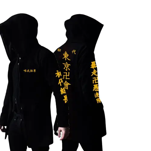 Jaket Jubah Anime Assasin Polos Zipper Unisex M -XL Pria Hitam Sweater Keren Distro Tebal Parasut Bomber Fleece 5