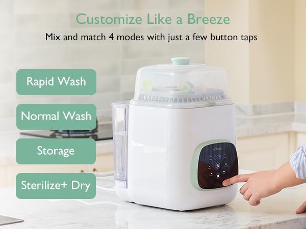 Momcozy KleanPal Pro Electric Baby Bottle Washer 3-in-1 Steam Sterilization & Drying 26 Nozzles 9 Quick Clean Modes 19 Minutes-B