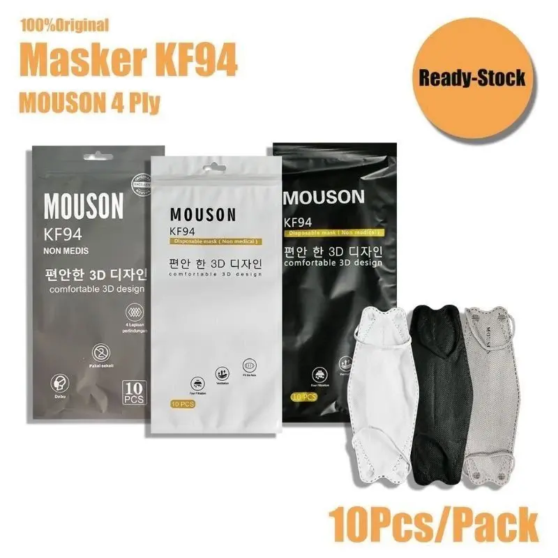 MASKER KF94 MOUSON ISI 10 PCS HITAM PUTIH MUSON