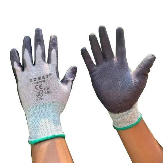 GROSIR 1 Lusin (12 Pasang) Sarung Tangan Kerja Lapis Karet Grey Sarung Tangan comet Kerja Serbaguna