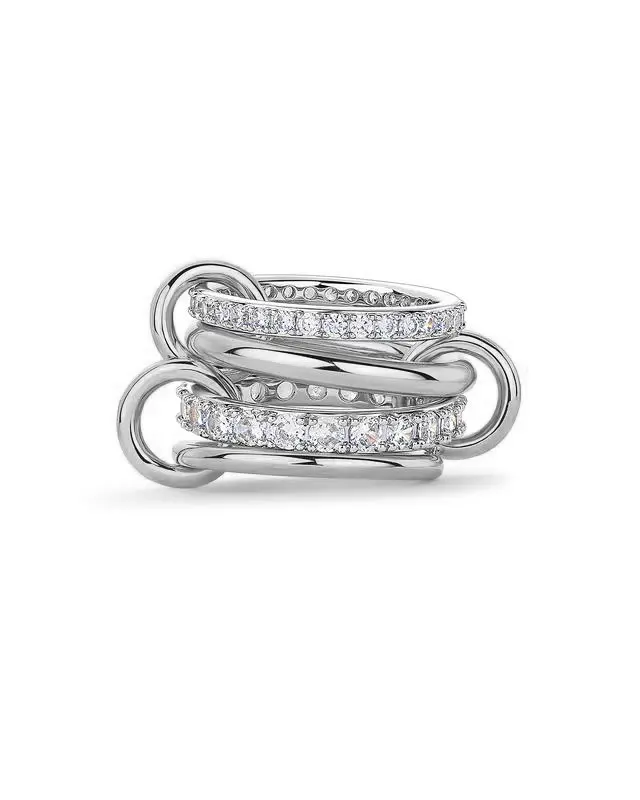 Interlocked Stackable Rings for Women - Multi-Metal Statement Rings with Cubic Zirconia Accents - Stylish Two-Toned Jewelry-Mother's Day Gift Mom 0