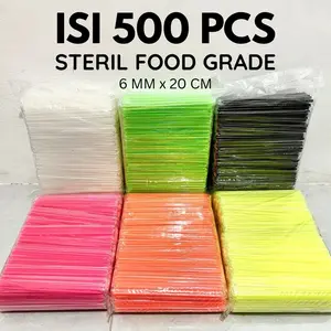 FOOD GRADE SEDOTAN ISI 500 PCS WARNA PINK HIJAU