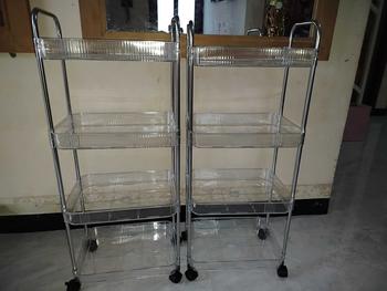 Product Review of 【SPESIAL Live COD 24 Shipping】AONEZ Rak Troli Susun Stainless steel RakKosmetik Serbaguna Rak kamar mandi Rak Salon Trolley Dengan Keranjang jaring akrilik transpara rak meja aesthetic from b**2 a**k 1