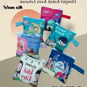 Dpt 12 pcs Dompet Kotak Kecil Lebaran Wadah Uang THR Printing Kartu Bahan PU Best Seller