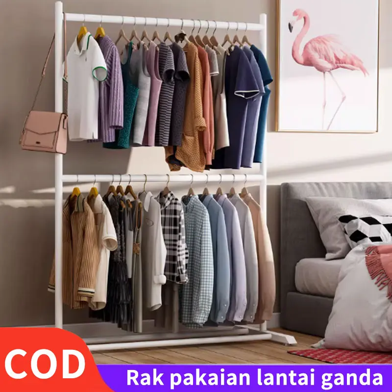 Rak jemuran metalik 200x150x50cm / rak jemuran baju dua tingkat / rak jemuran vertikal, jemuran stylish tiang