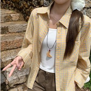 Women's Vintage Plaid Colorblock Drop Shoulder Long Sleeve Shirt, Fall New Pocket Button Loose Casual Top, Women's Fashion Clothing 2241 Womenswear Blouse Fitted