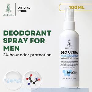 [ DEO ULTRA MASCULINO SPRAY MEN 100ML ] Greenika DeoUltra Masculino Anti Sweat and Odor with Anti Perspirant Underarm Body Odor Treatment Mens Deodorant Body Odor Remover for Men Underarm Spray Under Arm Deo Spray for Men