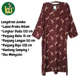 Kencana Ungu Longdress Jumbo Label Prabu Hitam PRBH Ibu Menyusui Big Size Bahan Rayon Santung Lembut Nyaman Dingin Tidak Luntur