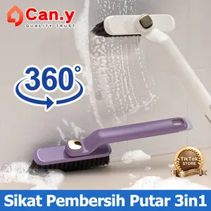 Sikat Toilet 3in1 Model V Pembersih Wastafel Lantai Portable Gagang Ergonomis Berputar 360° Pengangkat Kotoran Celah Sudut Ubin Kamar Mandi Jendela Serbaguna