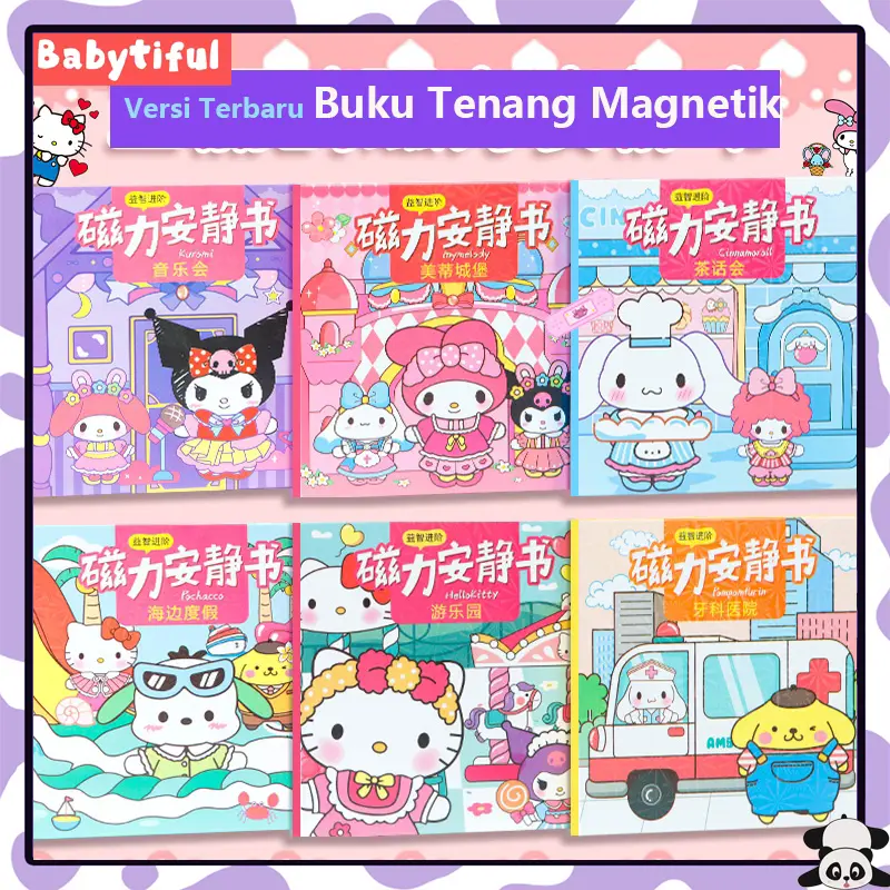 Large Quiet Book Magnetic Busy Book Cinnamoroll DIY Kuromi Toys Mainan Anak Perempuan Kayu Kertas