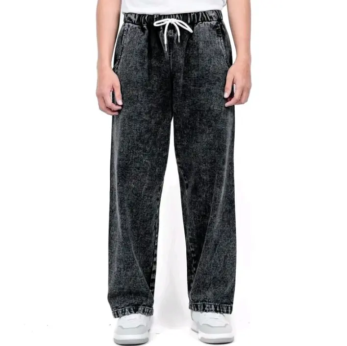 Celana gombrong pria celana pria celana pinggang karet elastis celana Korean style pria baggy pant Korean style oversize loose blue longgar celana cowok panjang denim pria Biru Nyaman Straight Muda Keren Hitam Slim Trend Loose-Jeans Dark Stretch Soft