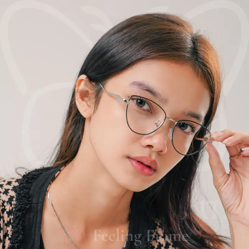(BELI1 GR4T1S 1)FRAME KACAMATA BESI CAT EYE QINAN SERIES Bluecromic Frame Perempuan Antiradiasi Blueray Cewek Lensa Photocromic Glasses Eyewear 0