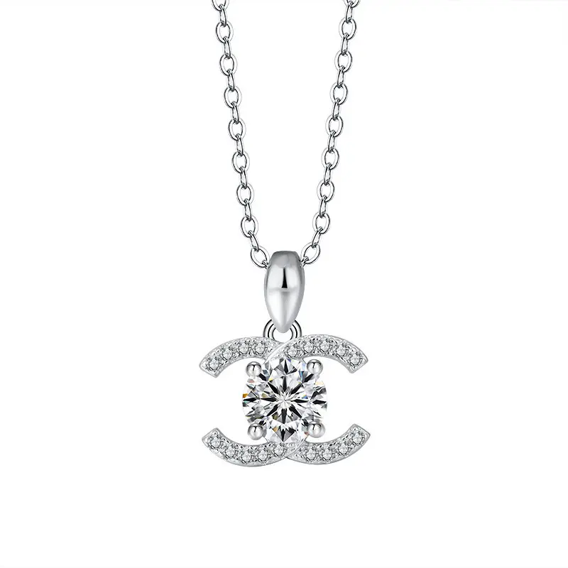 Moissanite Pendant Necklace for Women, 1CT 925 Sterling Silver D Color Necklace with Certificate of Authenticity