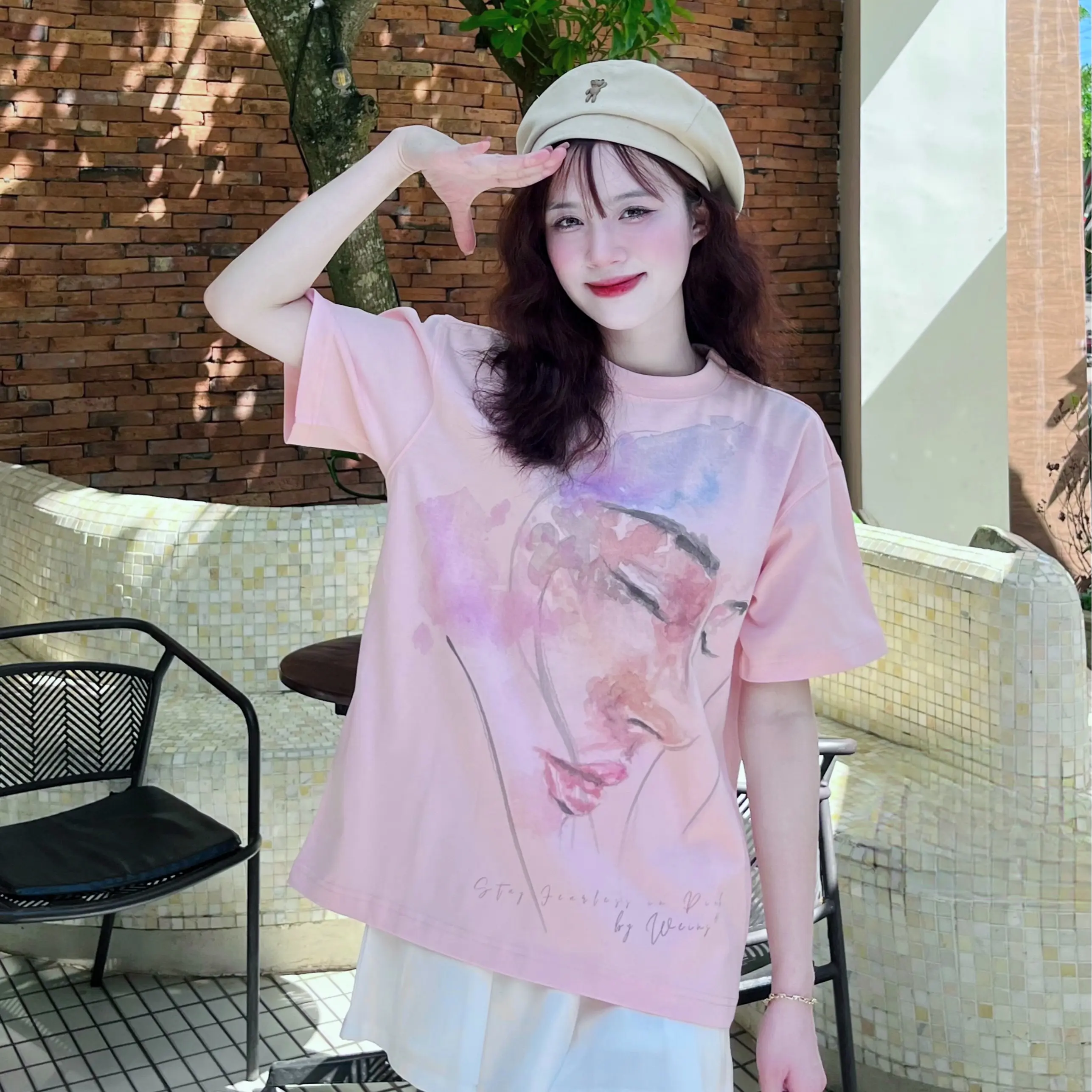 Áo thun, Áo phông local brand THE WEINS, mẫu Fearless, áo thun hottrend cho nữ, áo thun form rộng, áo phông oversize 2025, vải cotton compact extra thấm hút chất lượng cao cho nữ Menswear