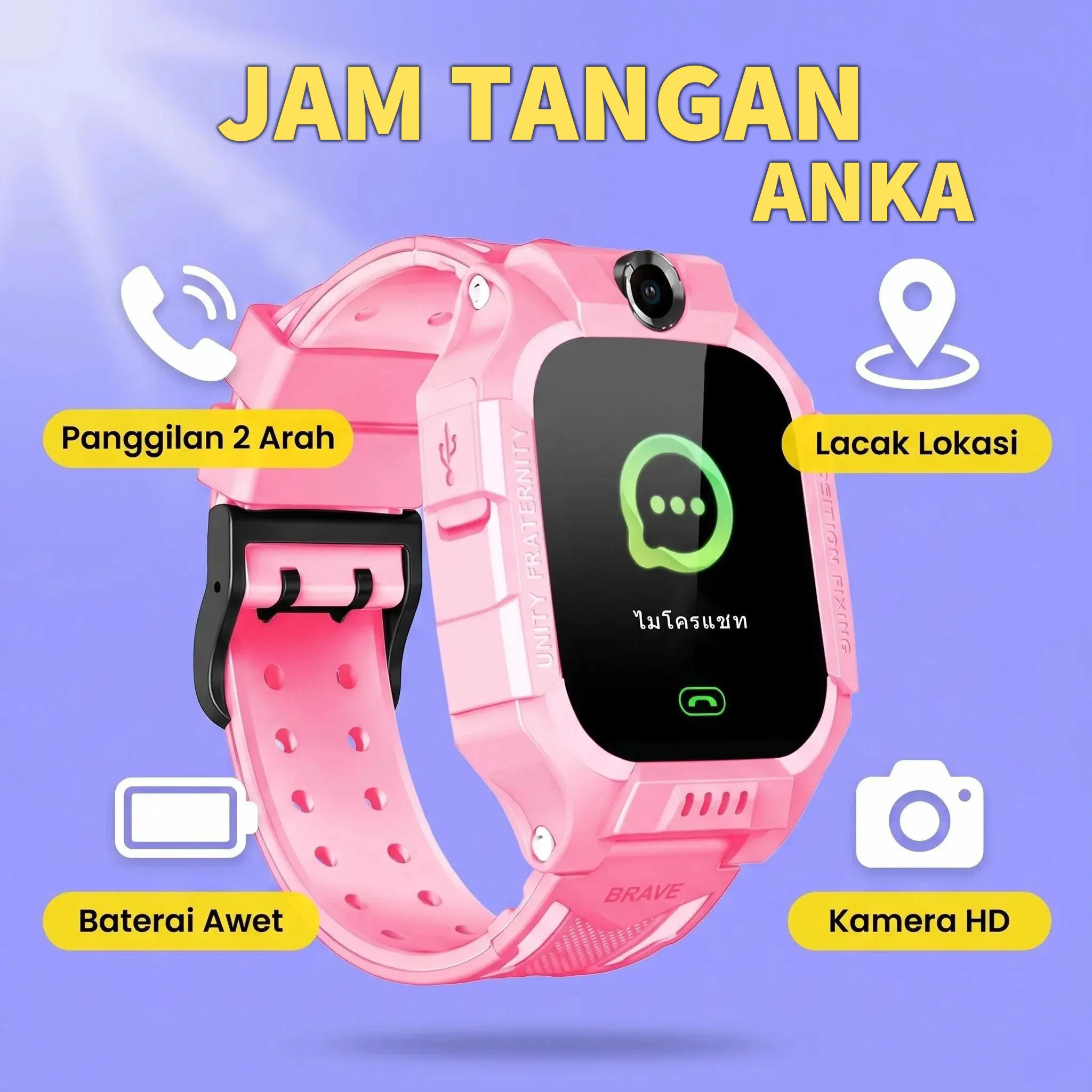 Imoo Jam Tangan Anak Q12 Q19 Q88 Z1 Tahan Air GPS Lacak Lokasi, Bisa Pasang Kartu SIM Panggilan Suara Kids Smart Watch Layar Sentuh 1.44Inch Bluetooth Smartwatch Anti Hilang Anak