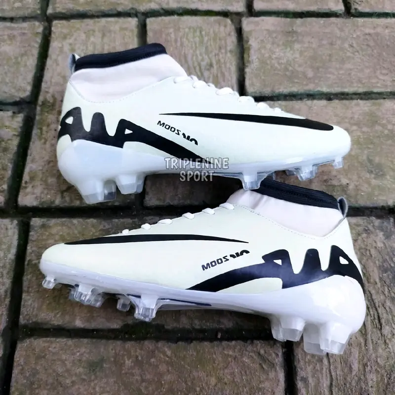 Sepatu Sepak Bola Boots Anak Cream Hitam Size 32-38 Usia 9-16 Tahun Sepatu Soccer Anak Laki-Laki Sepatu Olahraga Anak Terbaru 2