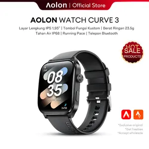 【Gift】Aolon Curve3 Smart Watch New 22g strap size| Zinc Alloy Frame | Running Pace | IP68 | 1.93-inch IPS 3D Curved Screen | Bluetooth Call | Custom Wallpaper | Health Monitoring Smart Watch Jam Kaca Layar Smartwatch