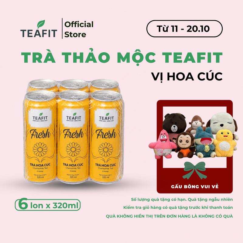 Trà Hoa Cúc Ít Đường TEAFIT Lốc 6 Lon 320ml