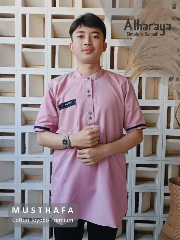 TERLARIS Baju Koko Pria Lengan Pendek Katun Toyobo Kurta Muslim Nyaman Santai 7