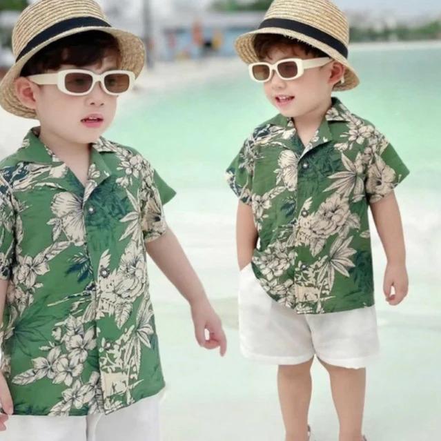 Bộ cộc tay đũi mềm cho bé trai đi biển 7-25kg 1