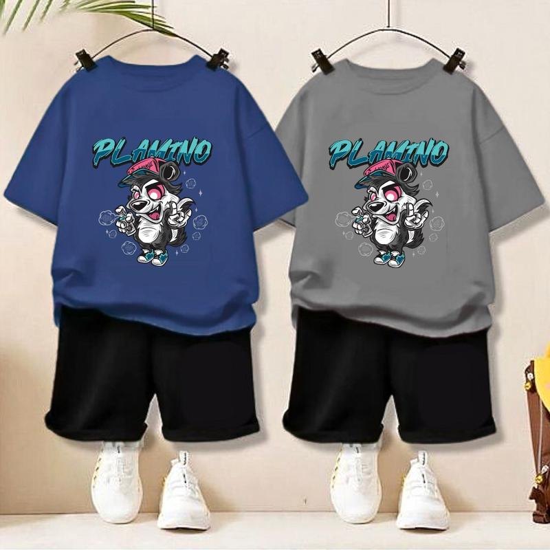 Product Introduction of Plamino Setelan Anak Laki Perempuan Motif Hewan Tupai Set Kaos Dan Celana Fashion 17