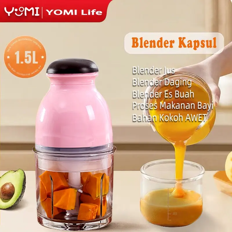 Blender Kapsul Electric Portable Serbaguna [1.3L-1.5L] Blender Chopper Jus Dan Penggiling Daging 0