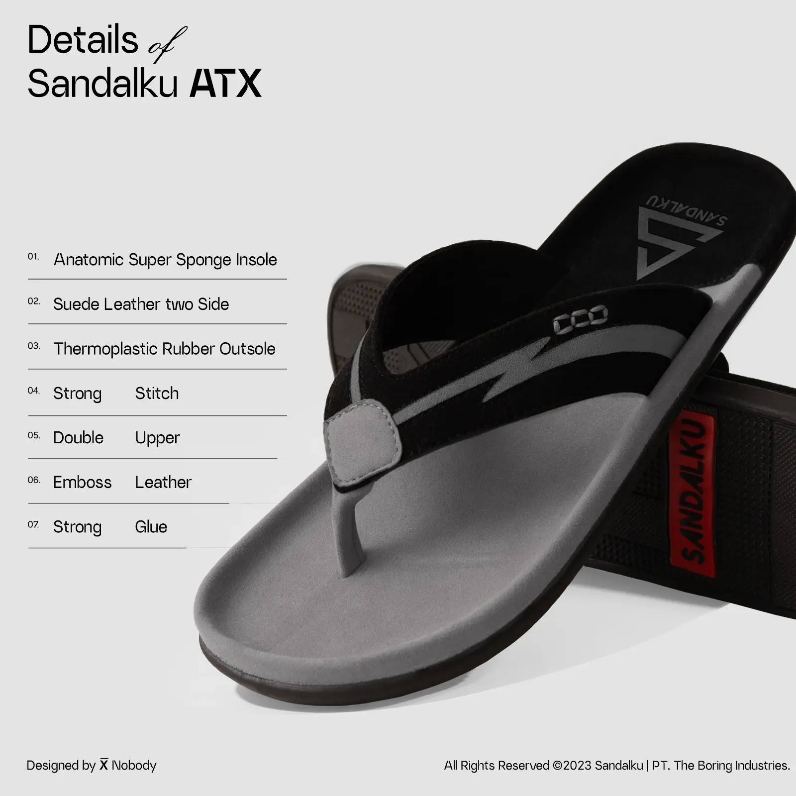 Sandalku - Sandal Pria Flipper ATX Black
